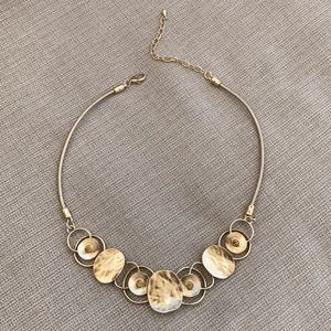 Gold Tone Crystals Medallions Pendants & Links on Gold Cord Shock Necklace